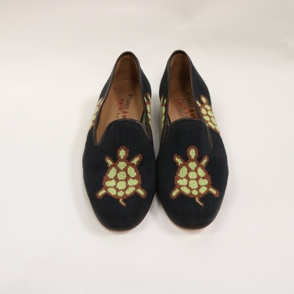 NEW Limited Edition Stubbs & Wootton Needlepoint Size 7 Turtle Slippers - Picture 2 of 8
